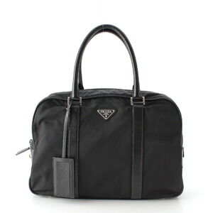 Prada nylon leather handbag business bag black